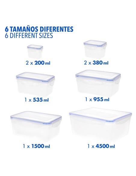 Max Home Pack 8 recipientes de plástico herméticos | Distria