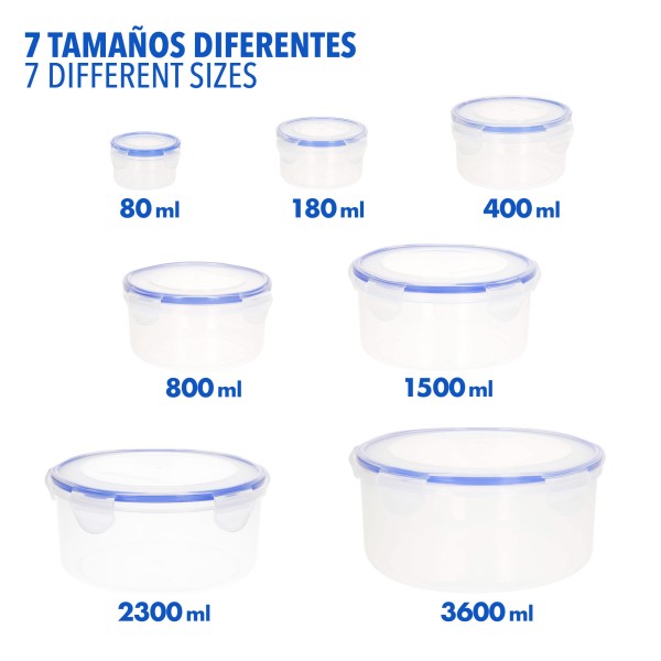 Max Home Pack 7 recipientes herméticos redondos | Distria