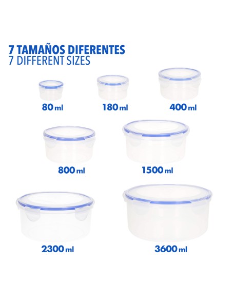 Max Home Pack 7 recipientes herméticos redondos | Distria