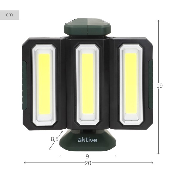 Projetor triplo LED para exterior USB e powerbank 1500 lumens | Distria