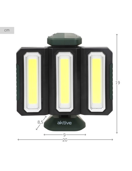 Projetor triplo LED para exterior USB e powerbank 1500 lumens | Distria