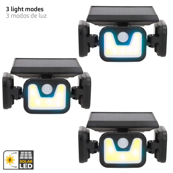 Luz de parede com sensor de movimento LED solar 350 lúmens | Distria