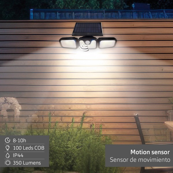 Luz de parede com sensor de movimento LED solar 350 lúmens | Distria