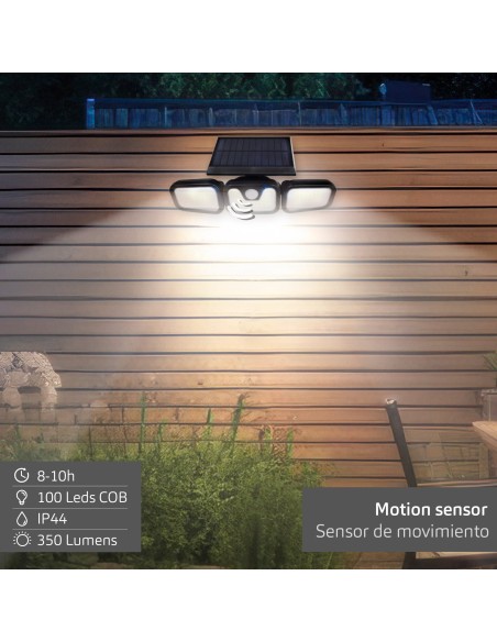 Luz de parede com sensor de movimento LED solar 350 lúmens | Distria