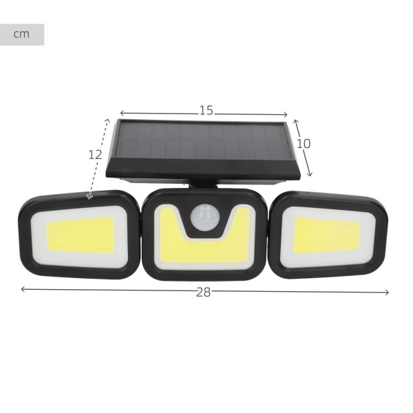 Luz de parede com sensor de movimento LED solar 350 lúmens | Distria