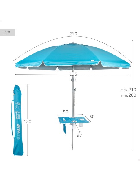 Guarda-sol de praia grande com mesa | Distria
