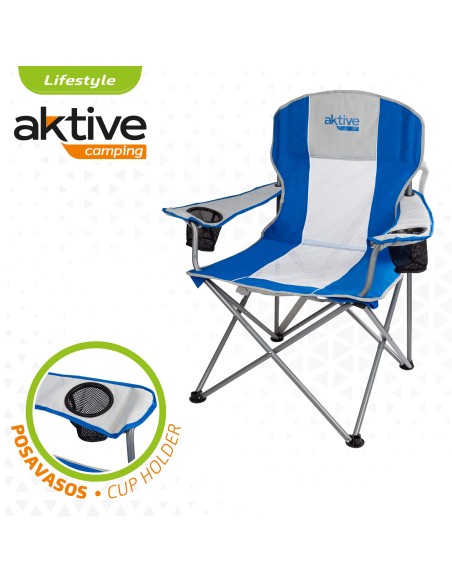 Cadeira de campismo dobrável XL com pega e porta-copos Aktive | Distria