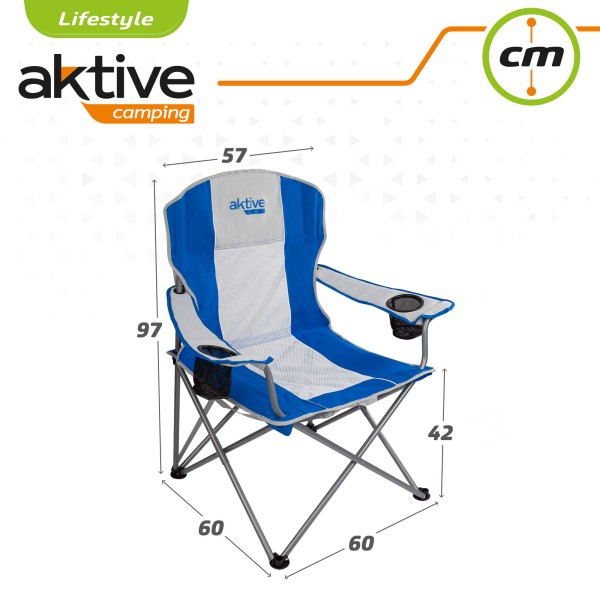 Cadeira de campismo dobrável XL com pega e porta-copos Aktive | Distria