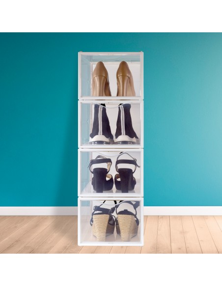 Conjunto de 4 caixas de sapatos transparentes Max Home | Distria