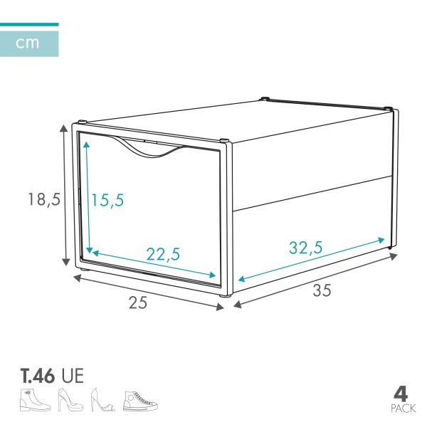 Conjunto de 4 caixas de sapatos transparentes Max Home | Distria