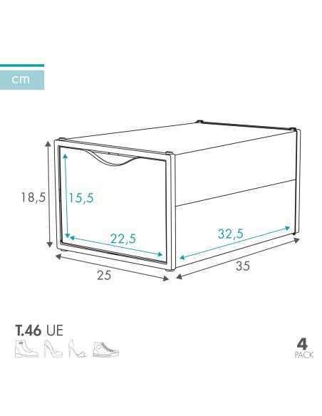 Conjunto de 4 caixas de sapatos transparentes Max Home | Distria