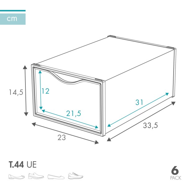 Conjunto de 6 caixas de sapatos transparentes Max Home | Distria