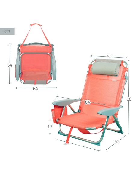 Cadeira dobrável coral multiposições - Cadeiras de praia | Distria