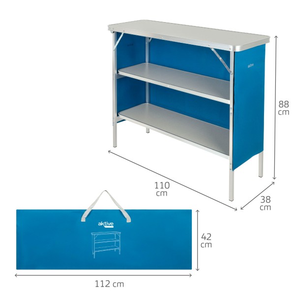 Armário de campismo dobrável 110x38x88 cm | Distria