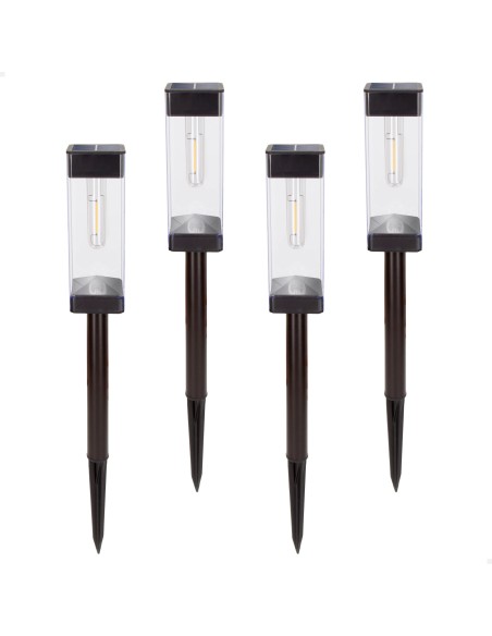 Conjunto de 4 balizas LED solares de 6 lúmens com sensor de luz | Distria
