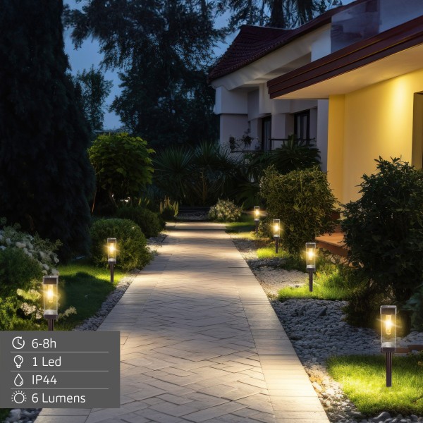 Conjunto de 4 balizas LED solares de 6 lúmens com sensor de luz | Distria
