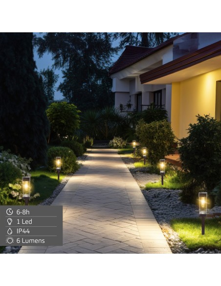 Conjunto de 4 balizas LED solares de 6 lúmens com sensor de luz | Distria
