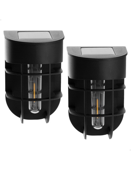 Conjunto de 2 apliques solares LED de 6 lúmens com sensor de luz | Distria