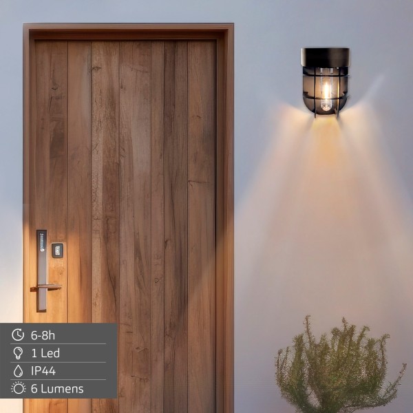 Conjunto de 2 apliques solares LED de 6 lúmens com sensor de luz | Distria