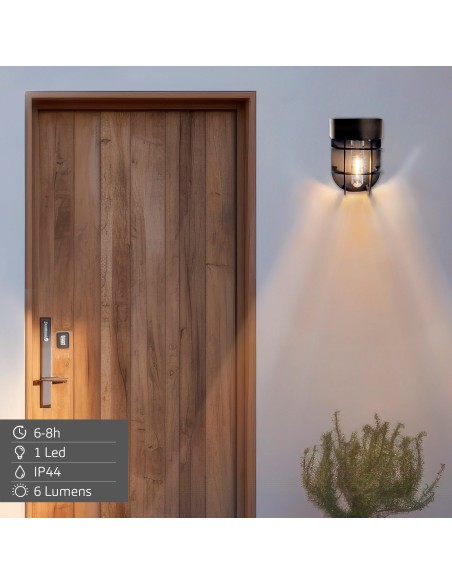 Conjunto de 2 apliques solares LED de 6 lúmens com sensor de luz | Distria