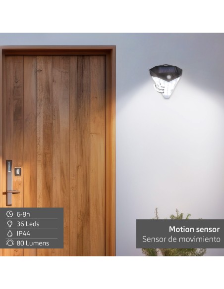 Luminária de parede 8 LEDs, 80 lúmens e sensor de movimento | Distria
