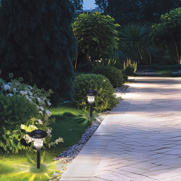 Conjunto de 2 balizas solares LED 6 lumens com estaca | Distria