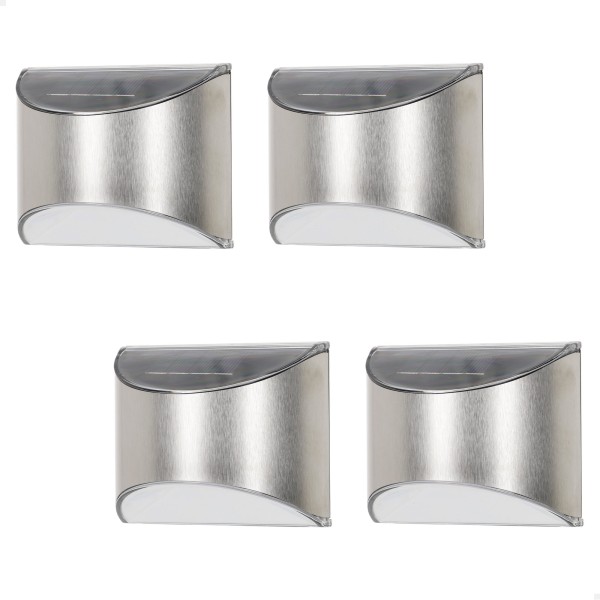 Conjunto de 4 candeeiros de parede LED solares 5-10 lúmens em aço inoxidável | Distria