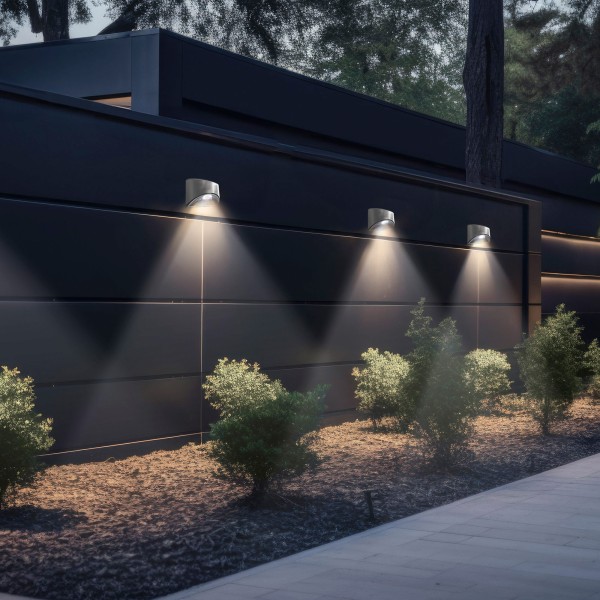 Conjunto de 4 candeeiros de parede LED solares 5-10 lúmens em aço inoxidável | Distria