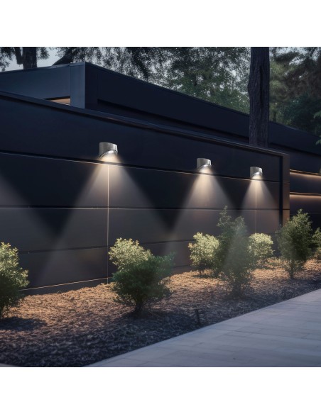 Conjunto de 4 candeeiros de parede LED solares 5-10 lúmens em aço inoxidável | Distria
