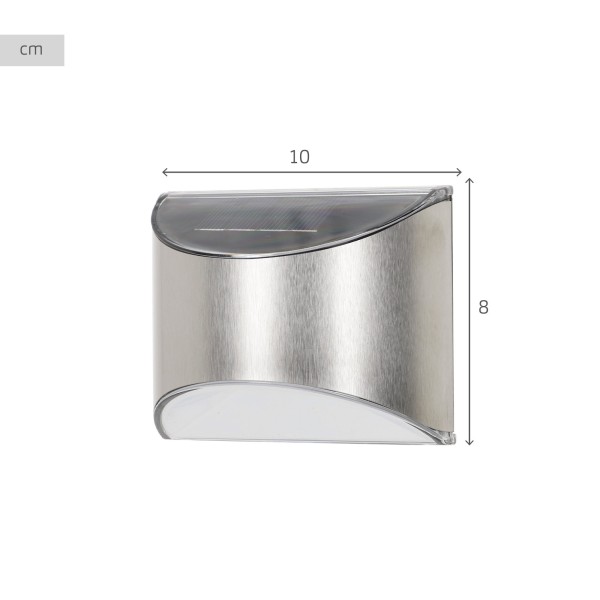 Conjunto de 4 candeeiros de parede LED solares 5-10 lúmens em aço inoxidável | Distria