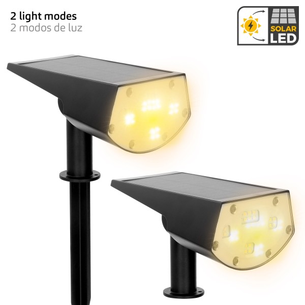 Projetor solar LED 5-10 lúmens com instalação 2 em 1 | Distria
