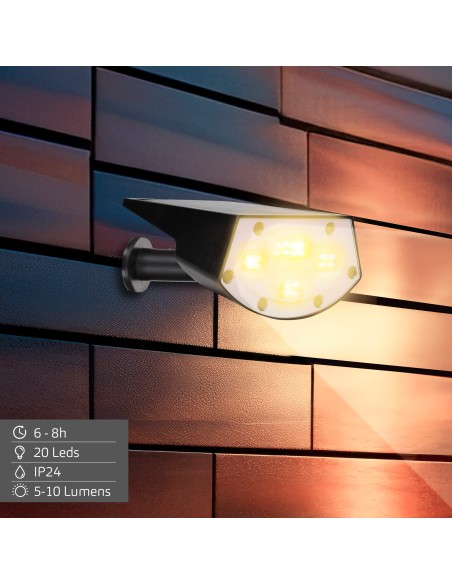 Projetor solar LED 5-10 lúmens com instalação 2 em 1 | Distria