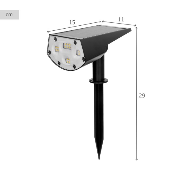 Projetor solar LED 5-10 lúmens com instalação 2 em 1 | Distria