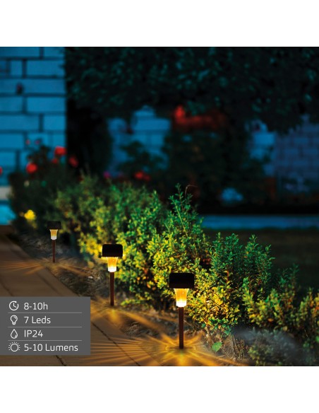 Conjunto de 4 balizas solares LED 5-10 lúmens com projeção | Distria