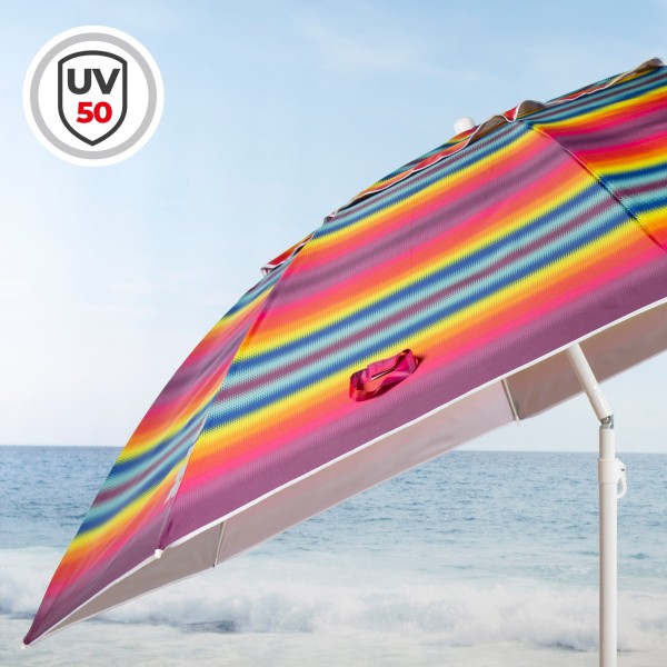 Aktive Guarda-sol de 240 cm com riscas multicoloridas | Distria