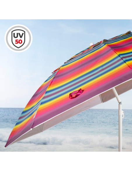 Aktive Guarda-sol de 240 cm com riscas multicoloridas | Distria