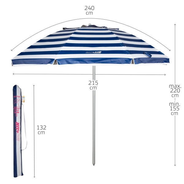 Aktive Guarda-sol de praia à prova de vento 240 cm | Distria