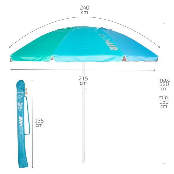 Aktive Guarda-sol de praia à prova de vento 240 cm multicolorido | Distria
