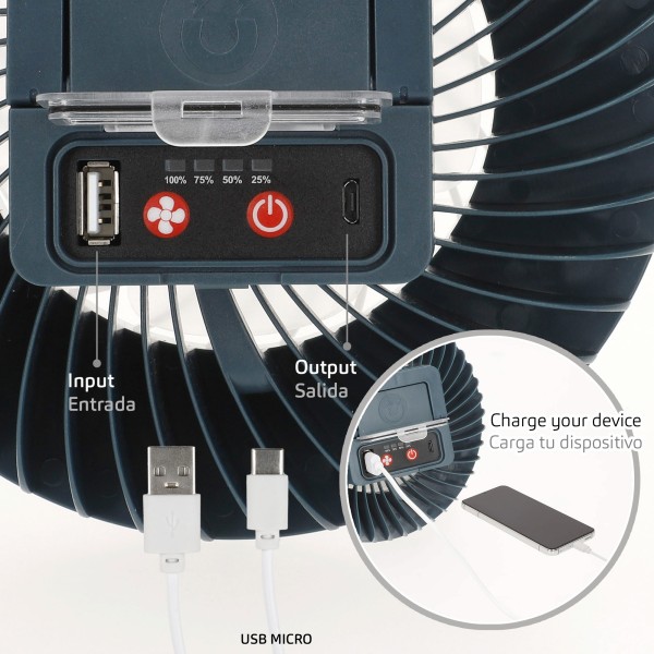 Luminária LED com Ventilador e Carregador USB | Distria