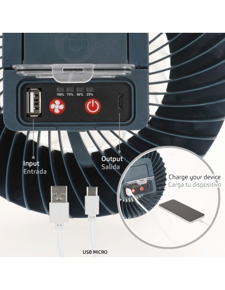 Luminária LED com Ventilador e Carregador USB | Distria