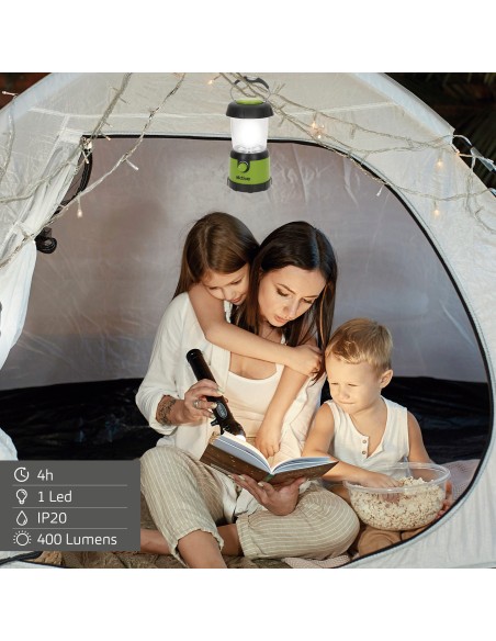 Lâmpada de acampamento LED de 400 lúmens com intensidade ajustável | Distria