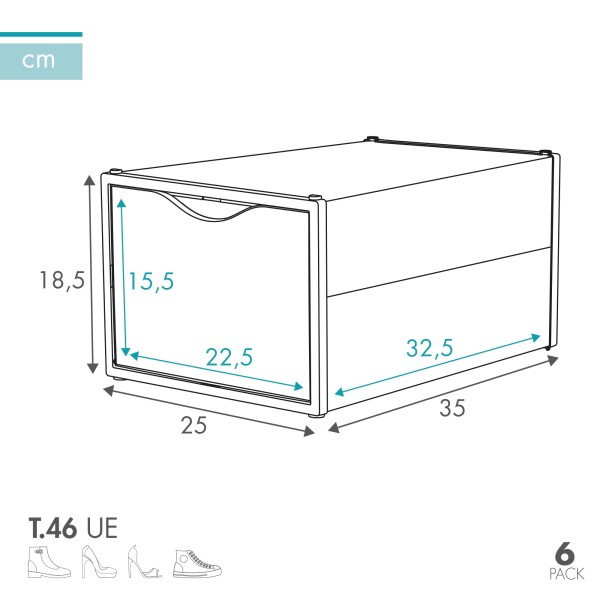 Conjunto de 6 caixas de sapatos transparentes Max Home | Distria