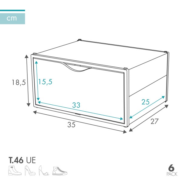 Pack 6 caixas de sapatos transparentes anti-pontas Max Home | Distria
