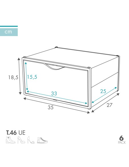 Pack 6 caixas de sapatos transparentes anti-pontas Max Home | Distria