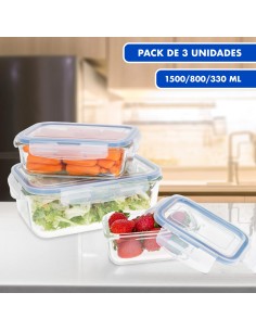 Max Home Pack 3 recipientes herméticos de vidrio 330/800/1500 ml 2