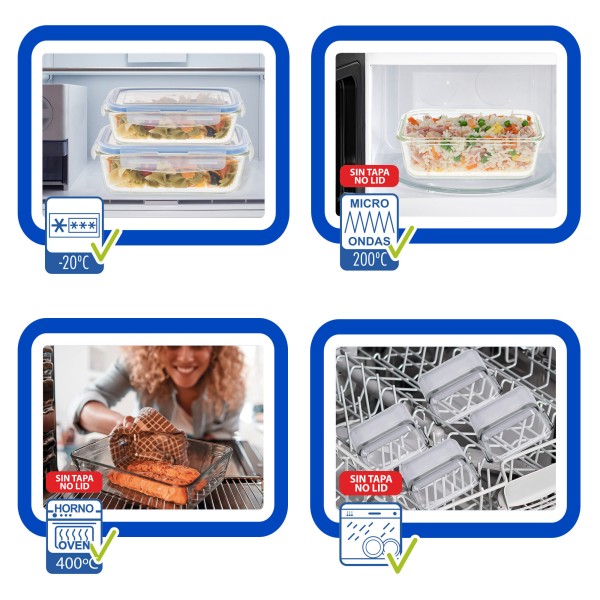 Max Home Pack 3 recipientes herméticos de vidrio 330/800/1500 ml