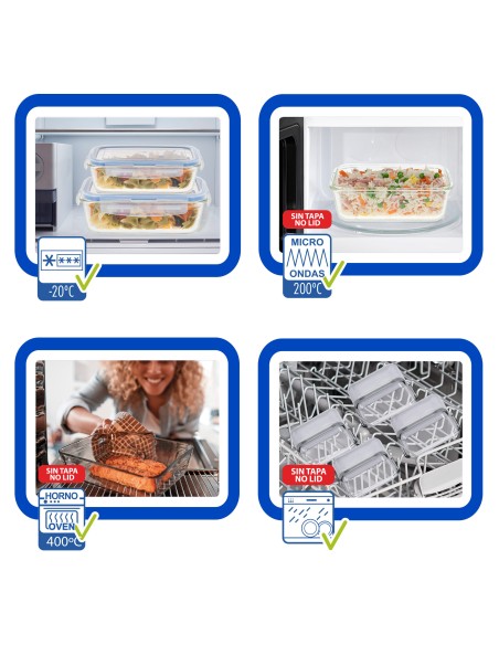 Max Home Pack 3 recipientes herméticos de vidrio 330/800/1500 ml