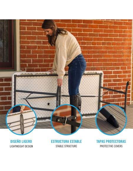 Mesa retangular com pernas dobráveis 152x76 cm branca | Distria