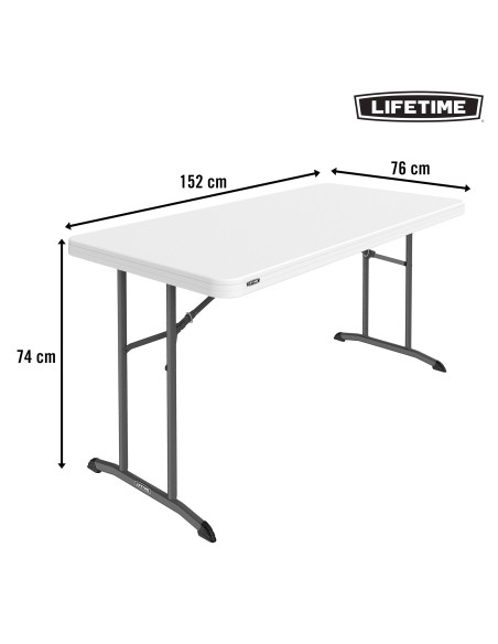 Mesa retangular com pernas dobráveis 152x76 cm branca | Distria