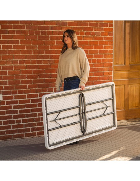 Mesa retangular com pernas dobráveis 152x76 cm branca | Distria